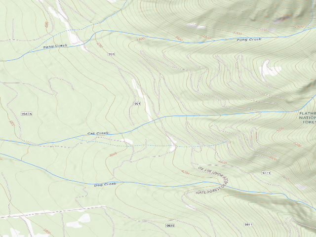 USGS topographic map of USFS dispersed camp — MT #342
