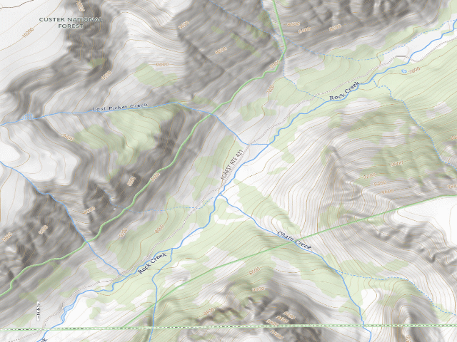 USGS topographic map of USFS dispersed camp — MT #343