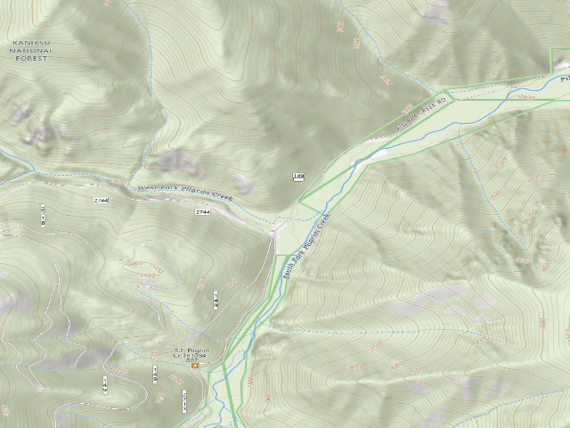 USGS topographic map of USFS dispersed camp — MT #344