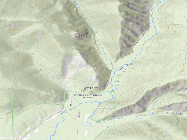 USGS topographic map of USFS dispersed camp — MT #357