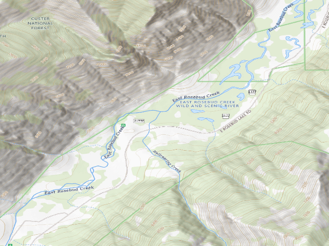 USGS topographic map of USFS dispersed camp — MT #364
