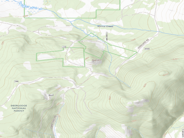 USGS topographic map of USFS dispersed camp — MT #371