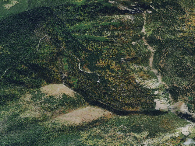 Aerial image of USFS dispersed camp — MT #374