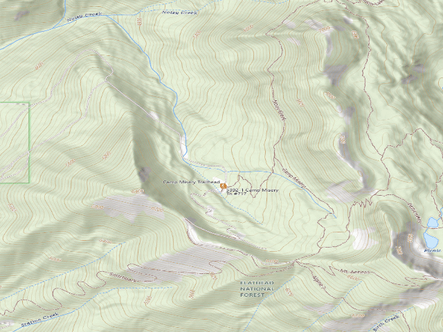 USGS topographic map of USFS dispersed camp — MT #374