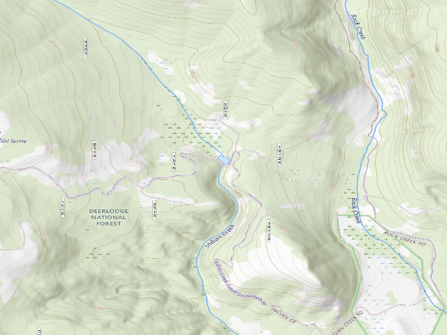 USGS topographic map of USFS dispersed camp — MT #38