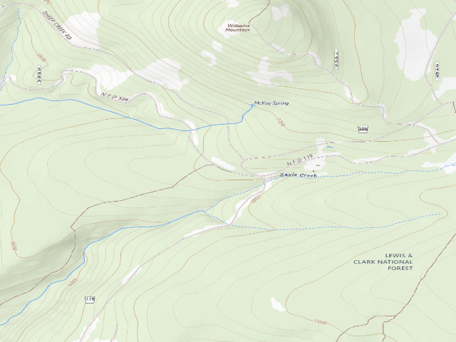 USGS topographic map of USFS dispersed camp — MT #381