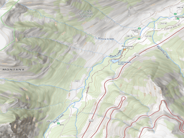 USGS topographic map of USFS dispersed camp — MT #397