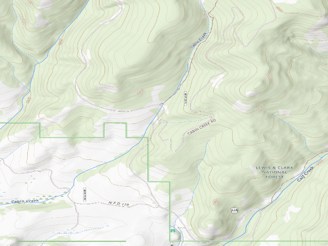 USGS topographic map of USFS dispersed camp — MT #405