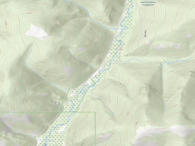 USGS topographic map of USFS dispersed camp — MT #434
