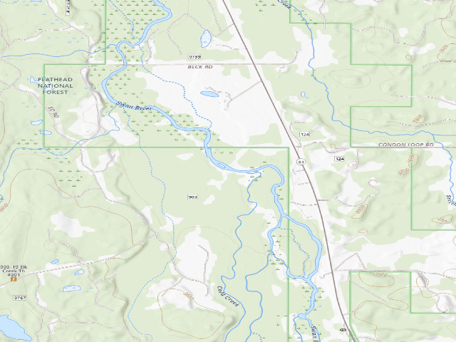 USGS topographic map of USFS dispersed camp — MT #438