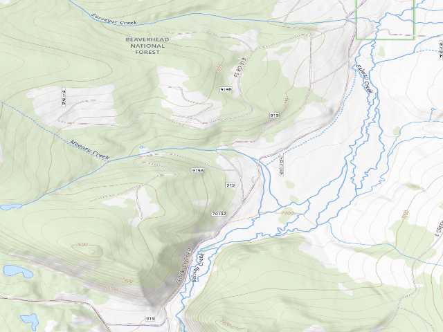 USGS topographic map of USFS dispersed camp — MT #44