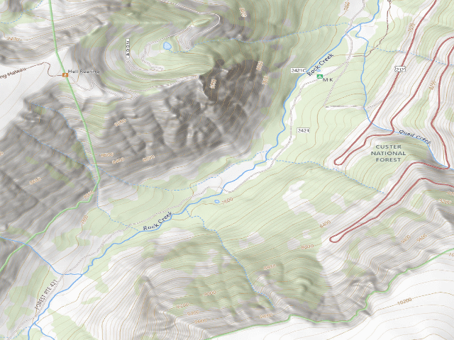 USGS topographic map of USFS dispersed camp — MT #442