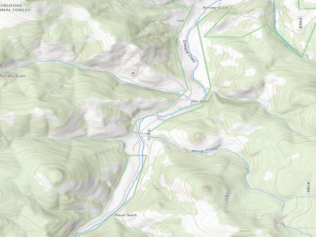 USGS topographic map of USFS dispersed camp — MT #444