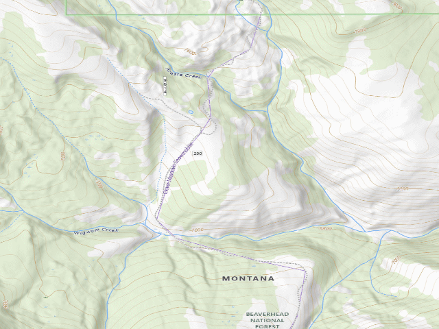 USGS topographic map of USFS dispersed camp — MT #457