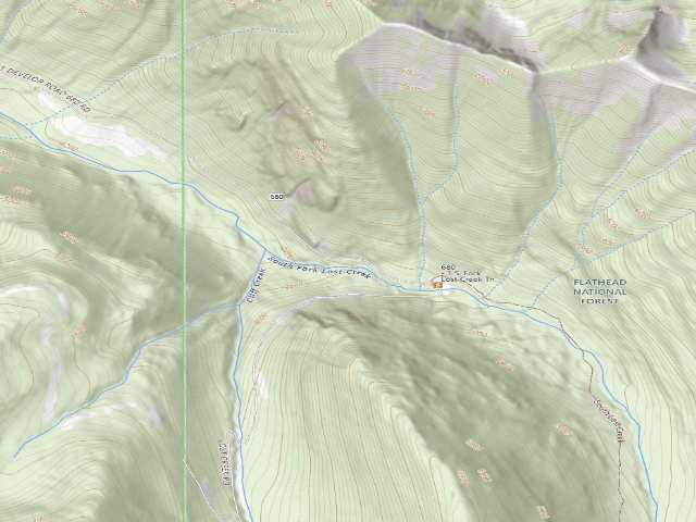 USGS topographic map of USFS dispersed camp — MT #458