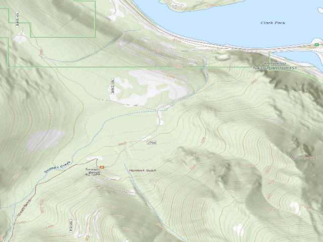 USGS topographic map of USFS dispersed camp — MT #46