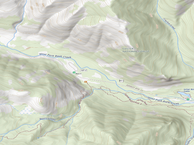 USGS topographic map of USFS dispersed camp — MT #470