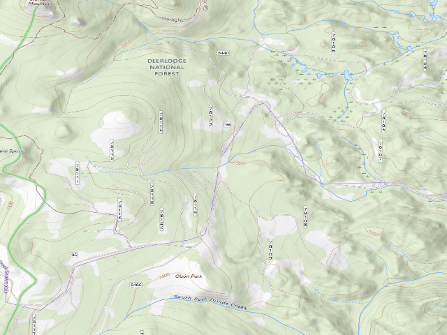 USGS topographic map of USFS dispersed camp — MT #480
