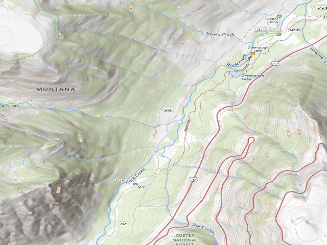 USGS topographic map of USFS dispersed camp — MT #497