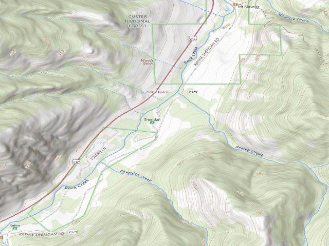 USGS topographic map of USFS dispersed camp — MT #518