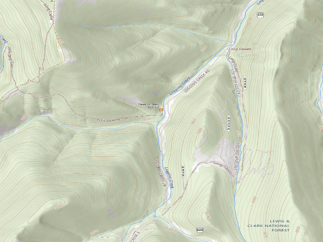 USGS topographic map of USFS dispersed camp — MT #53