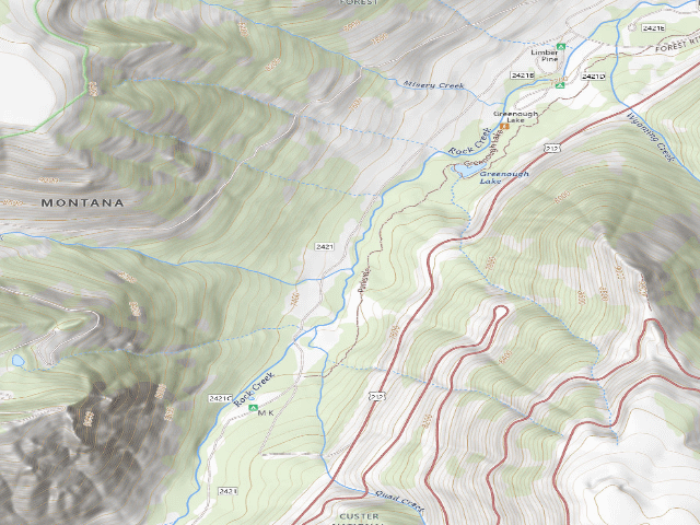 USGS topographic map of USFS dispersed camp — MT #535