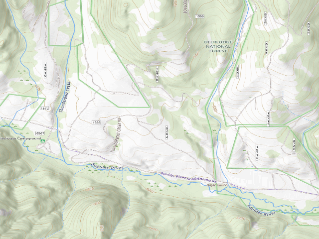 USGS topographic map of USFS dispersed camp — MT #54