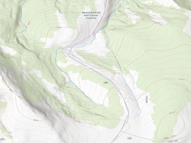 USGS topographic map of USFS dispersed camp — MT #560