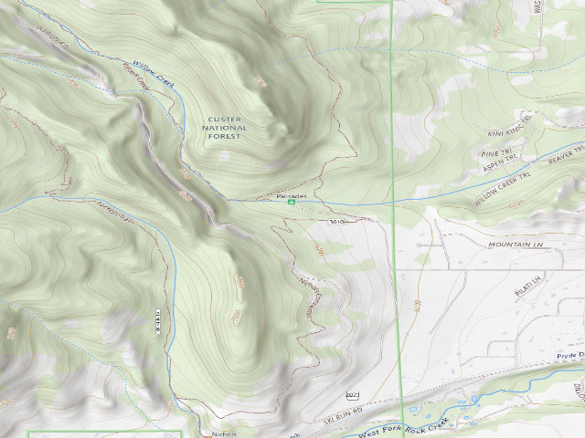 USGS topographic map of USFS dispersed camp — MT #565