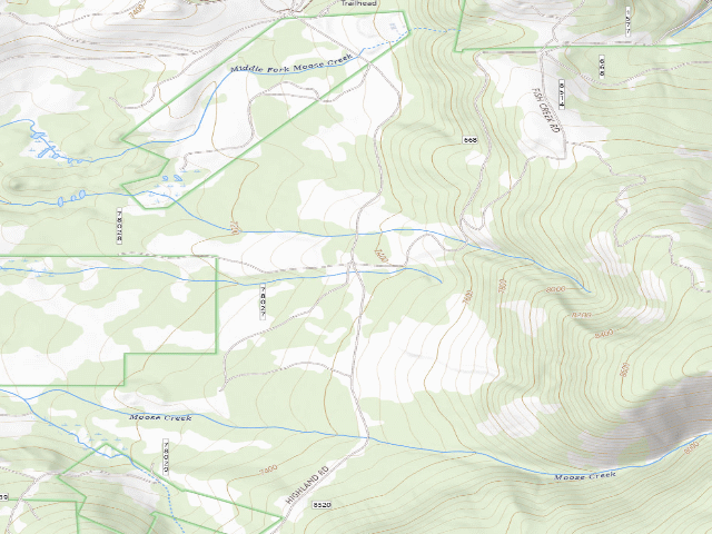 USGS topographic map of USFS dispersed camp — MT #568