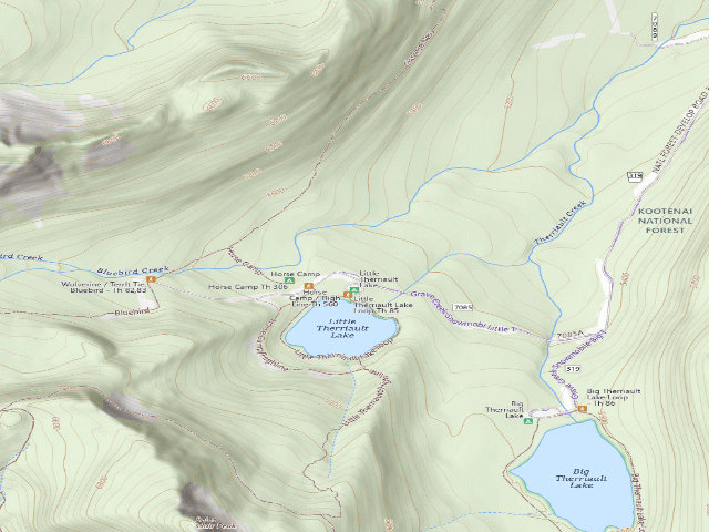 USGS topographic map of USFS dispersed camp — MT #571