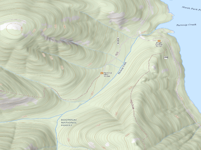 USGS topographic map of USFS dispersed camp — MT #572