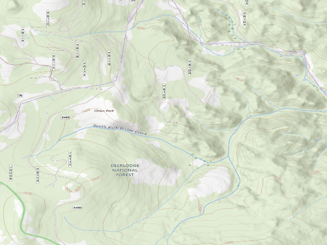 USGS topographic map of USFS dispersed camp — MT #575