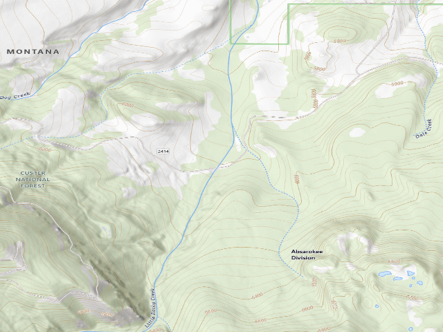 USGS topographic map of USFS dispersed camp — MT #595