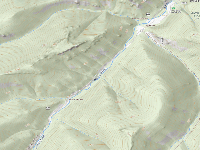 USGS topographic map of USFS dispersed camp — MT #596