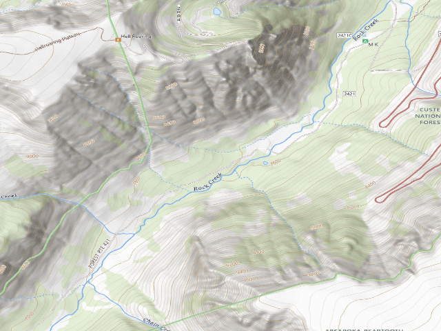 USGS topographic map of USFS dispersed camp — MT #597
