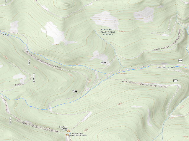 USGS topographic map of USFS dispersed camp — MT #599