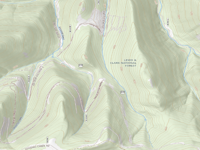 USGS topographic map of USFS dispersed camp — MT #607