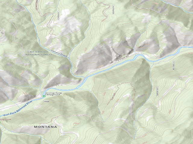 USGS topographic map of USFS dispersed camp — MT #608
