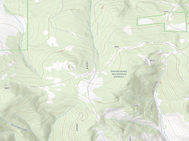 USGS topographic map of USFS dispersed camp — MT #621