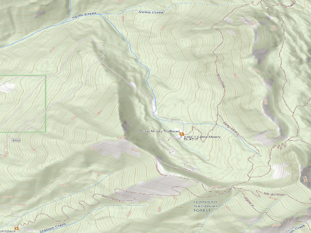 USGS topographic map of USFS dispersed camp — MT #635