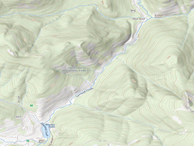 USGS topographic map of USFS dispersed camp — MT #640