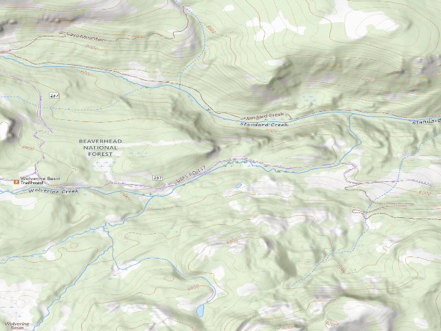 USGS topographic map of USFS dispersed camp — MT #642