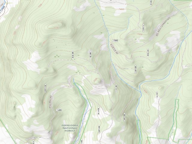 USGS topographic map of USFS dispersed camp — MT #65
