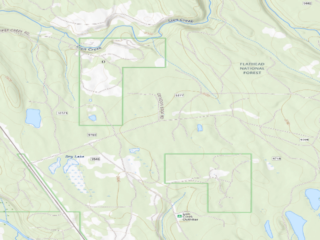 USGS topographic map of USFS dispersed camp — MT #653