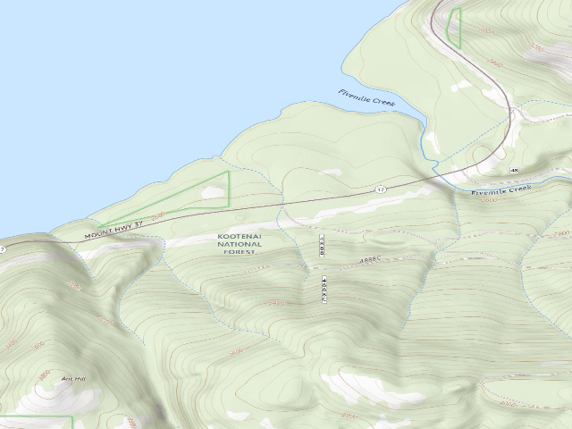 USGS topographic map of USFS dispersed camp — MT #657