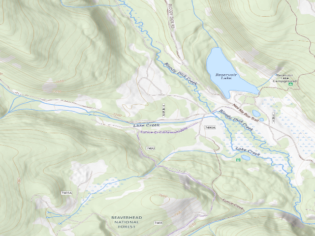 USGS topographic map of USFS dispersed camp — MT #666