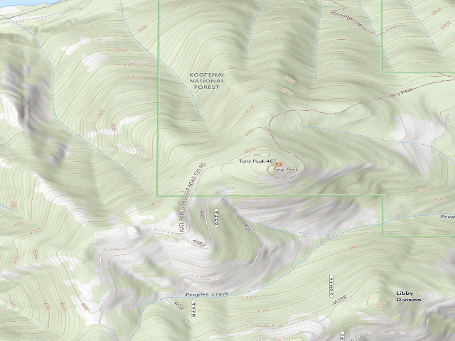 USGS topographic map of USFS dispersed camp — MT #668