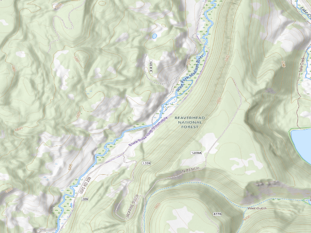 USGS topographic map of USFS dispersed camp — MT #675