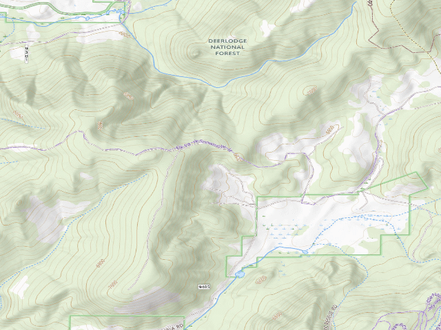 USGS topographic map of USFS dispersed camp — MT #70